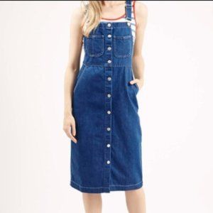 Topshop Moto Vintage Wash Midi Pinafore Dress